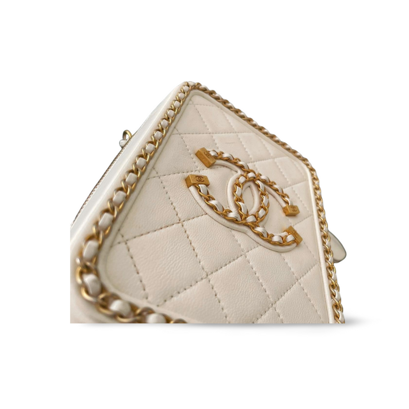 Chanel White Vanity Case Bag in Lambskin Leather Chanel Bag MILOURA