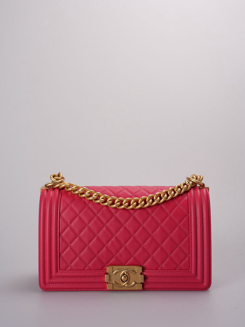 Chanel Hot Pink Caviar Quilted Medium Boy Flap Bag Chanel Bag MILOURA