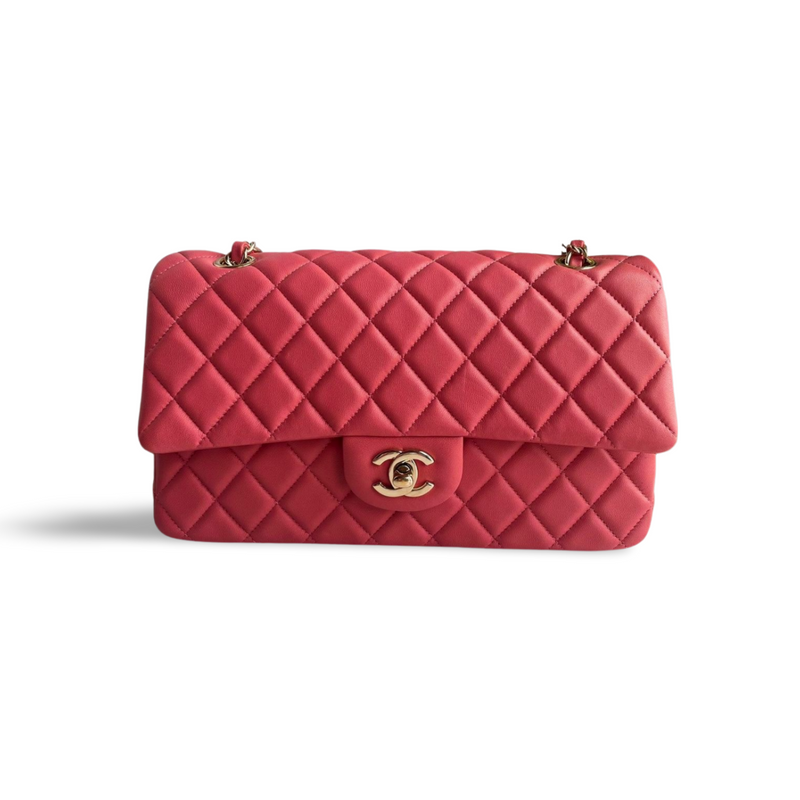 CHANEL PINK MEDIUM S BAG IN LAMBSKIN LEATHER WITH CHAMPAGNE GOLD HARDWARE Chanel Bag MILOURA