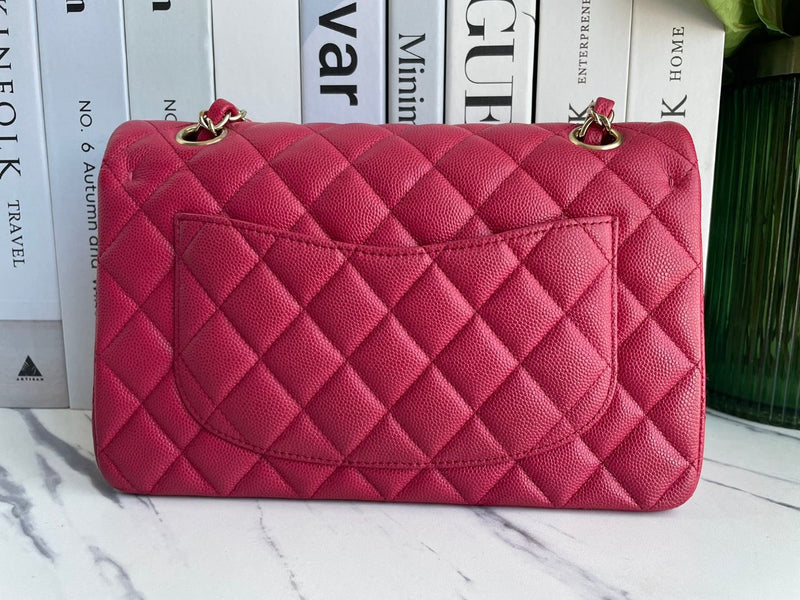 Chanel Red Classic Flap in Cavier Leather Small Size Chanel Bag MILOURA