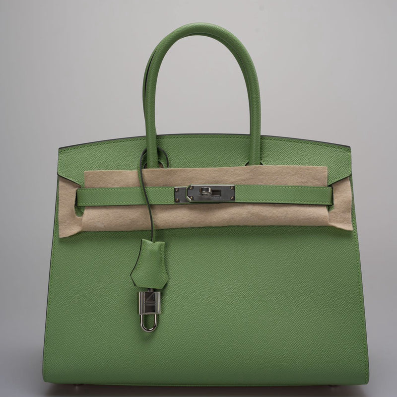 Hermes Birkin 30cm Sellier Bag In Vert Avocado Green Epsom Leather With Palladium Hardware
