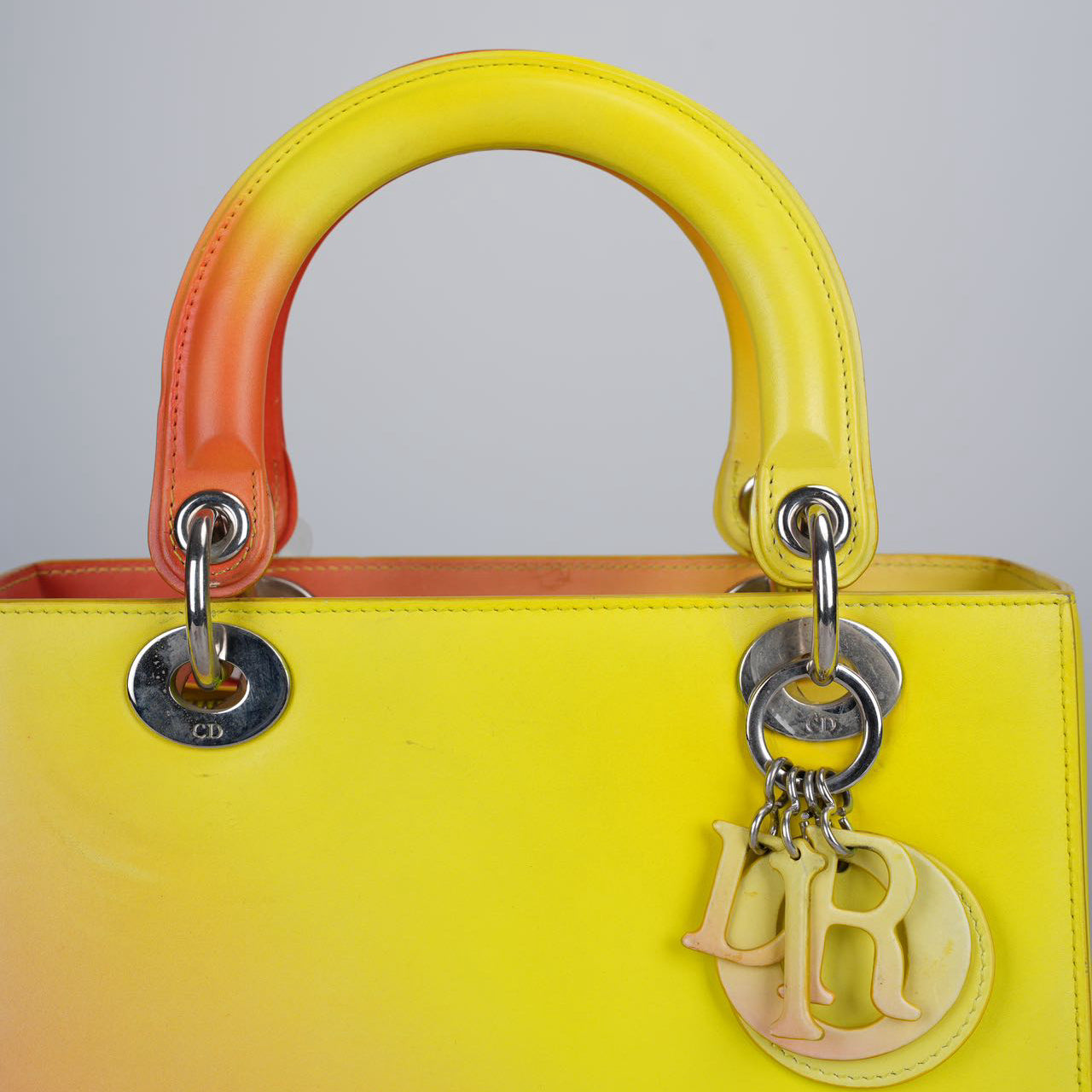 Used Christian Dior Box Calf Gradient Medium Diorissimo in Yellow