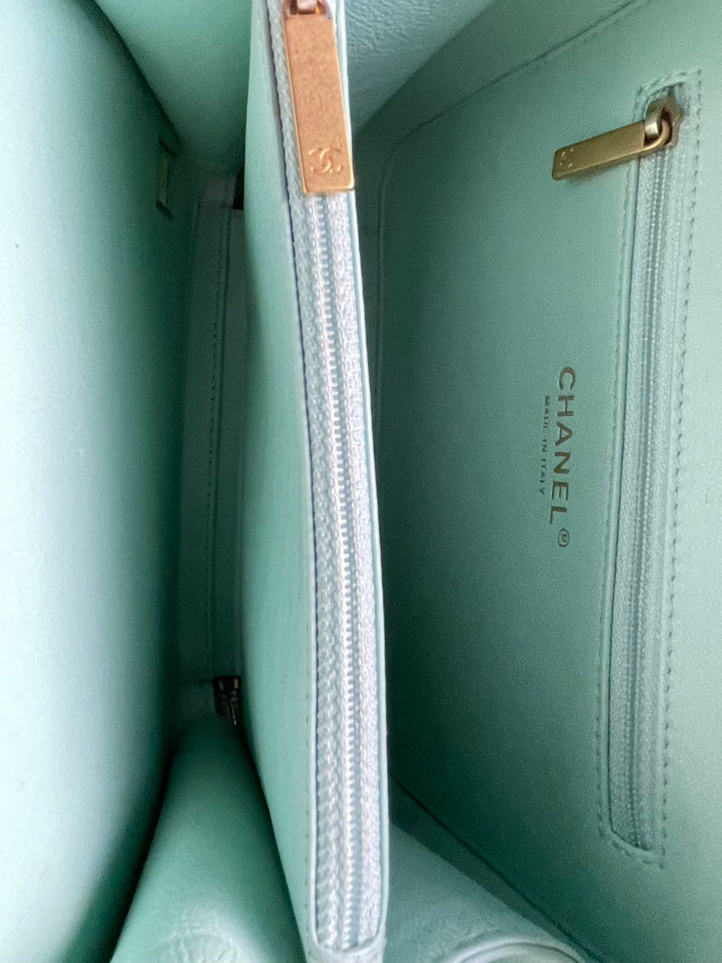 Chanel Mint Green Medium CC Vanity Case Bag in Caviar Leather with Brushed Gold Hardware Chanel Bag MILOURA