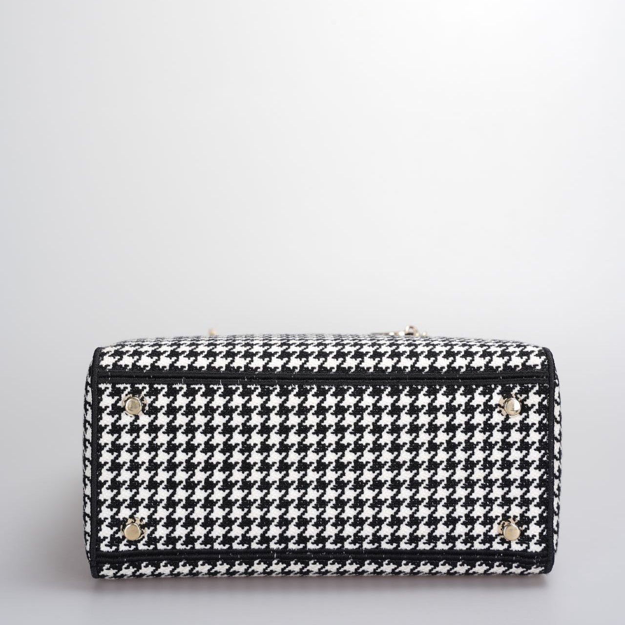 Used Christian Dior Black White Houndstooth Canvas Medium Lady D