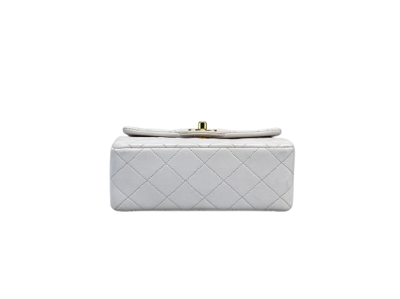 Chanel vintage White Classic Double Flap mini square Bag mit gold Hardware Chanel Bag MILOURA