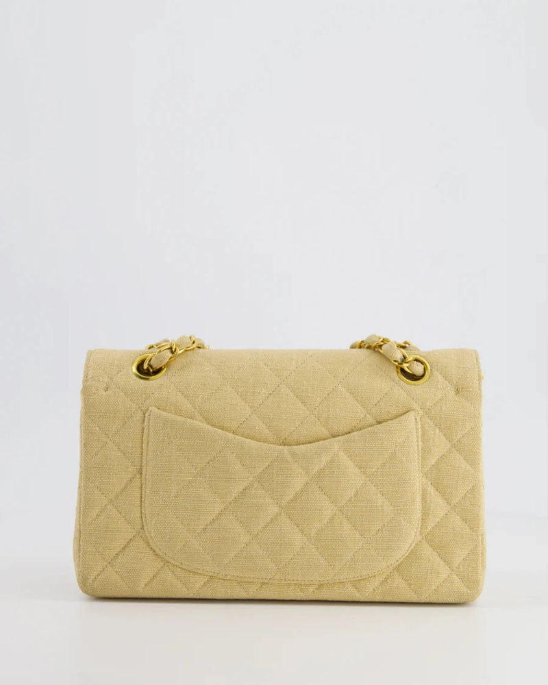 Chanel Vintage Beige Small Fabric Double Flap Bag with 24K Gold Hardware Chanel Bag MILOURA