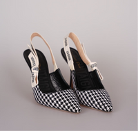 Dior J'Adior sandals in black and white houndstooth canvas size 38 Luxury Brand Shoes MILOURA