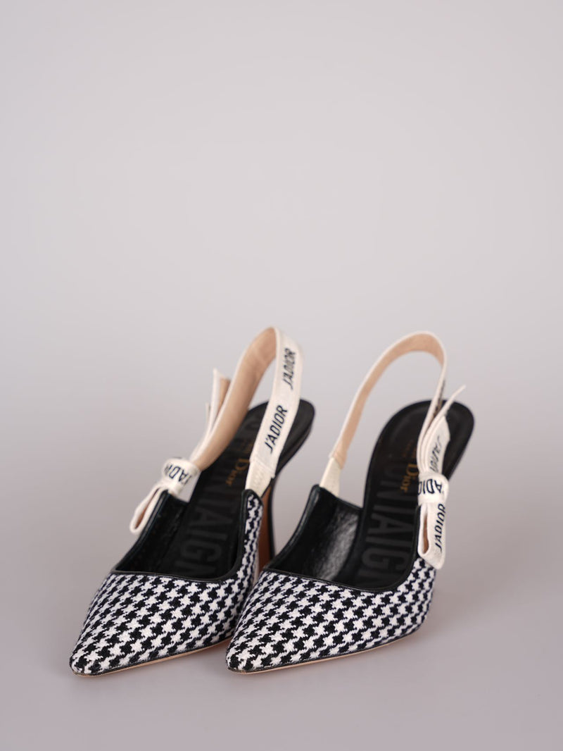 Dior J'Adior sandals in black and white houndstooth canvas size 38 Luxury Brand Shoes MILOURA