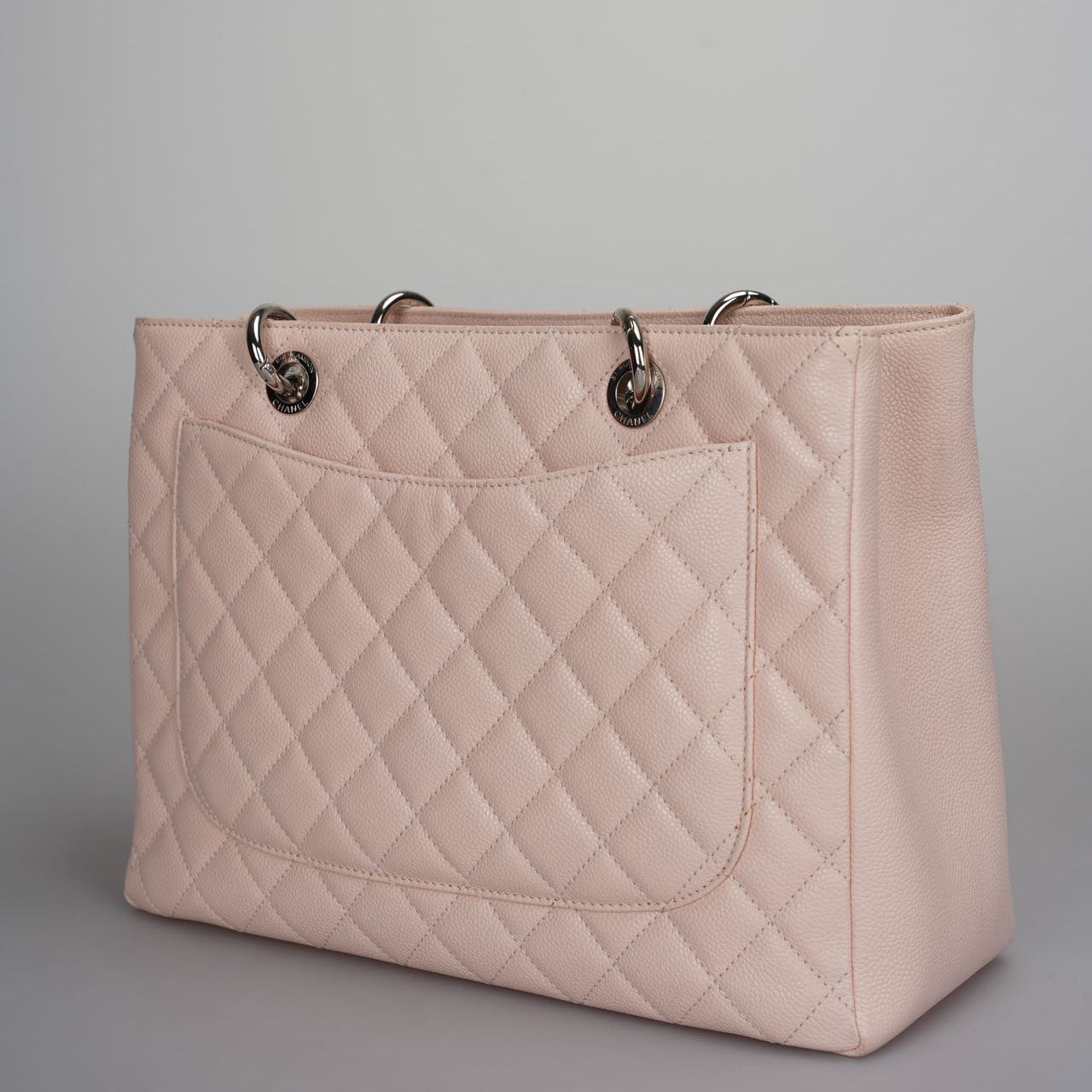 Used Chanel Grand Shopping Tote Light Pink GST Bag in Caviar