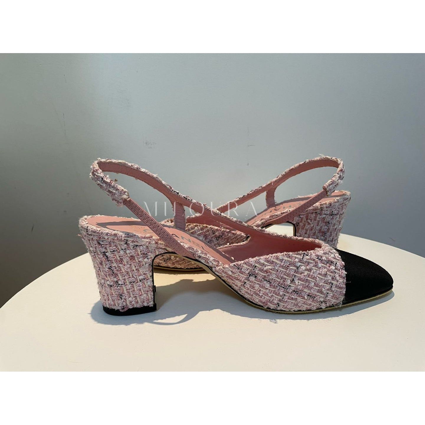 Used CHANEL TWEED SLINGBACK 38 MILOURA