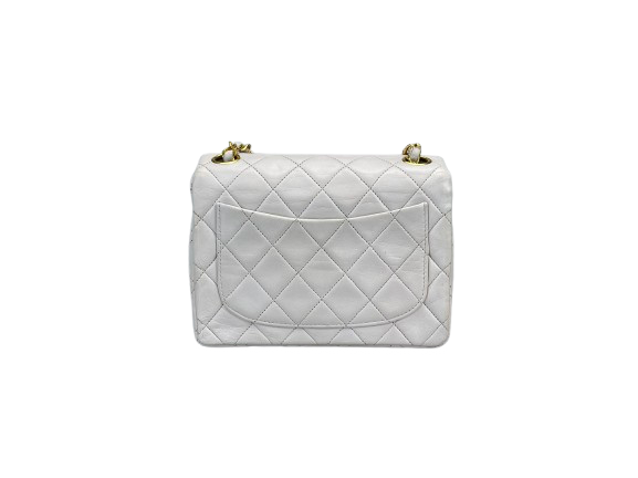 Chanel vintage White Classic Double Flap mini square Bag mit gold Hardware Chanel Bag MILOURA