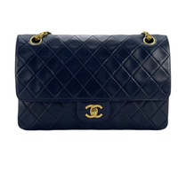 Chanel Black vintage Medium Classic Dopple Flap Bag with 24K Gold Hardware Chanel Bag MILOURA