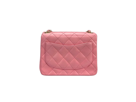 Chanel Vintage Rose Pink Classic Mini Square Flap Bag in Lambskin with Gold Hardware Chanel Bag MILOURA