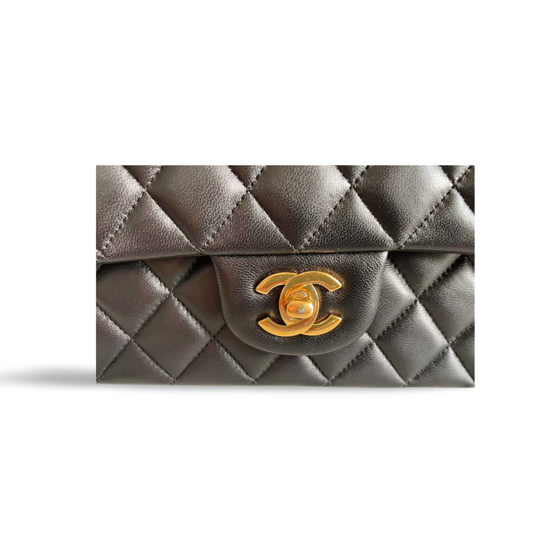 Chanel Black Medium Classic Flap Bag in Lambskin Leather With Gold Hardware Chanel Bag MILOURA