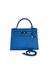 Hermes Kelly Sellier Bag 28cm In Blue Epsom Leather With Gold Hardware