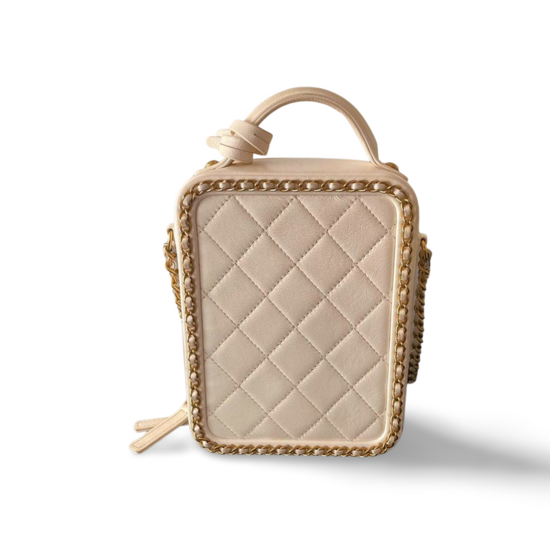 Chanel White Vanity Case Bag in Lambskin Leather Chanel Bag MILOURA