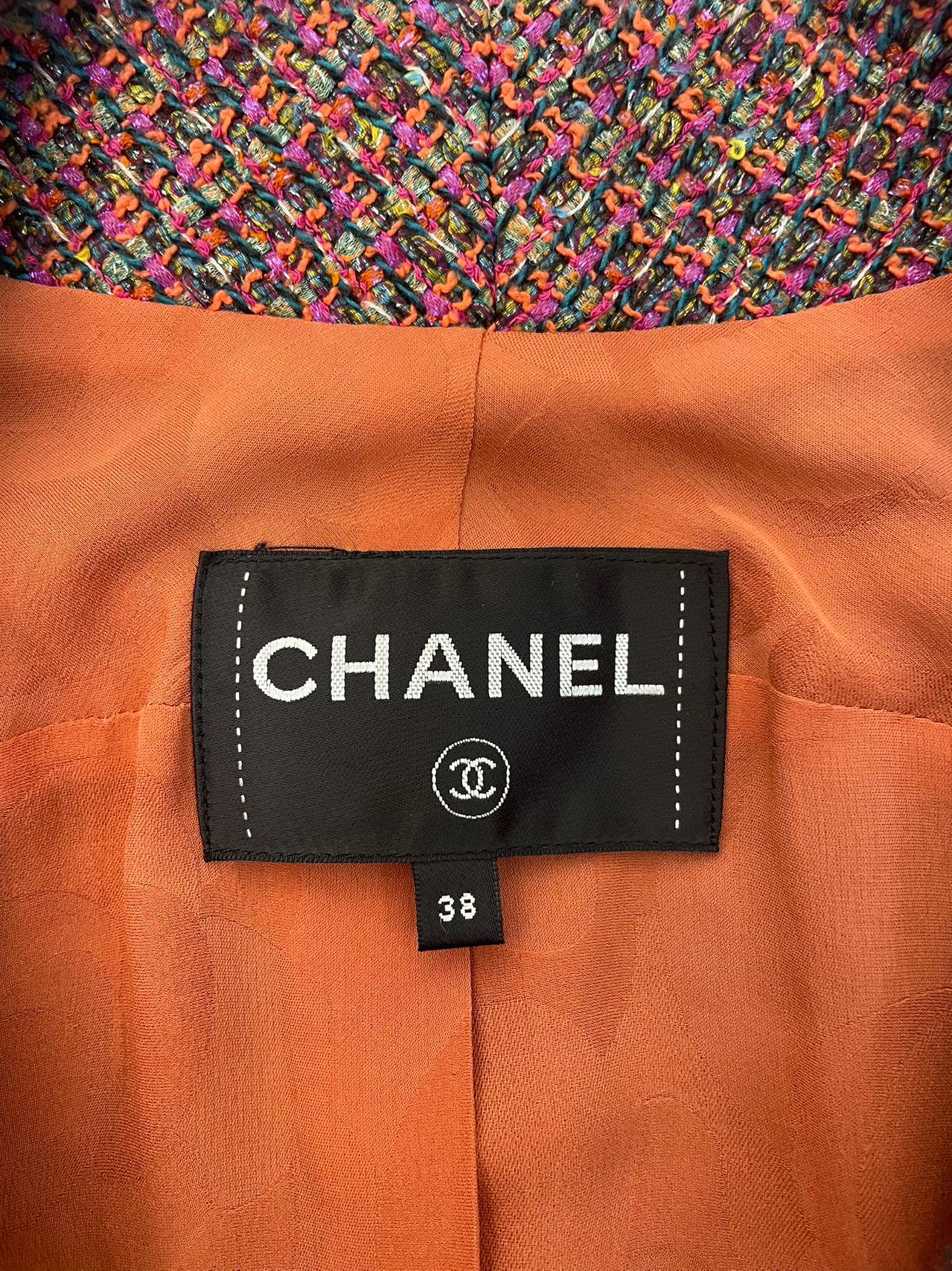 CHANEL BOUTIQUE オレンジジャケット 38 Used Chanel Tweed Short Sleeve Jacket with Pearl Buttons in – MILOURA