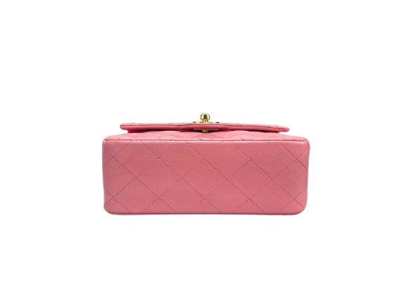 Chanel Vintage Rose Pink Classic Mini Square Flap Bag in Lambskin with Gold Hardware Chanel Bag MILOURA