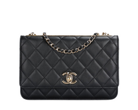 Chanel Trendy CC Wallet On Chain WOC Black Lambskin Gold Hardware