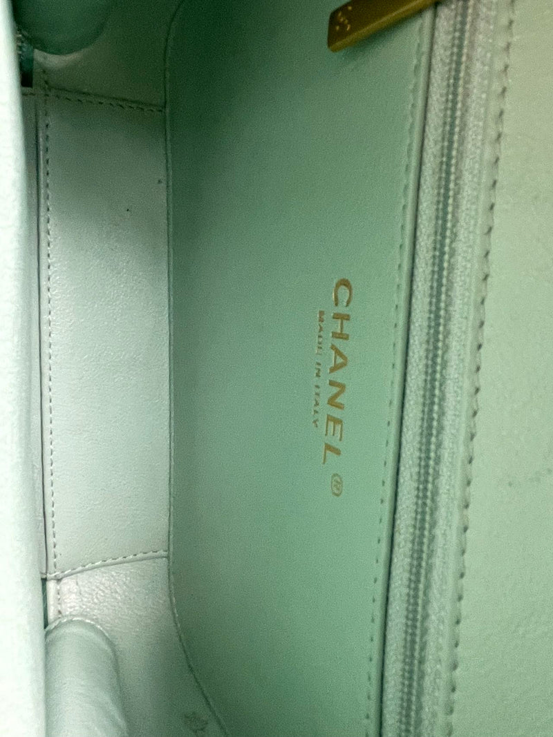 Chanel Mint Green Medium CC Vanity Case Bag in Caviar Leather with Brushed Gold Hardware Chanel Bag MILOURA