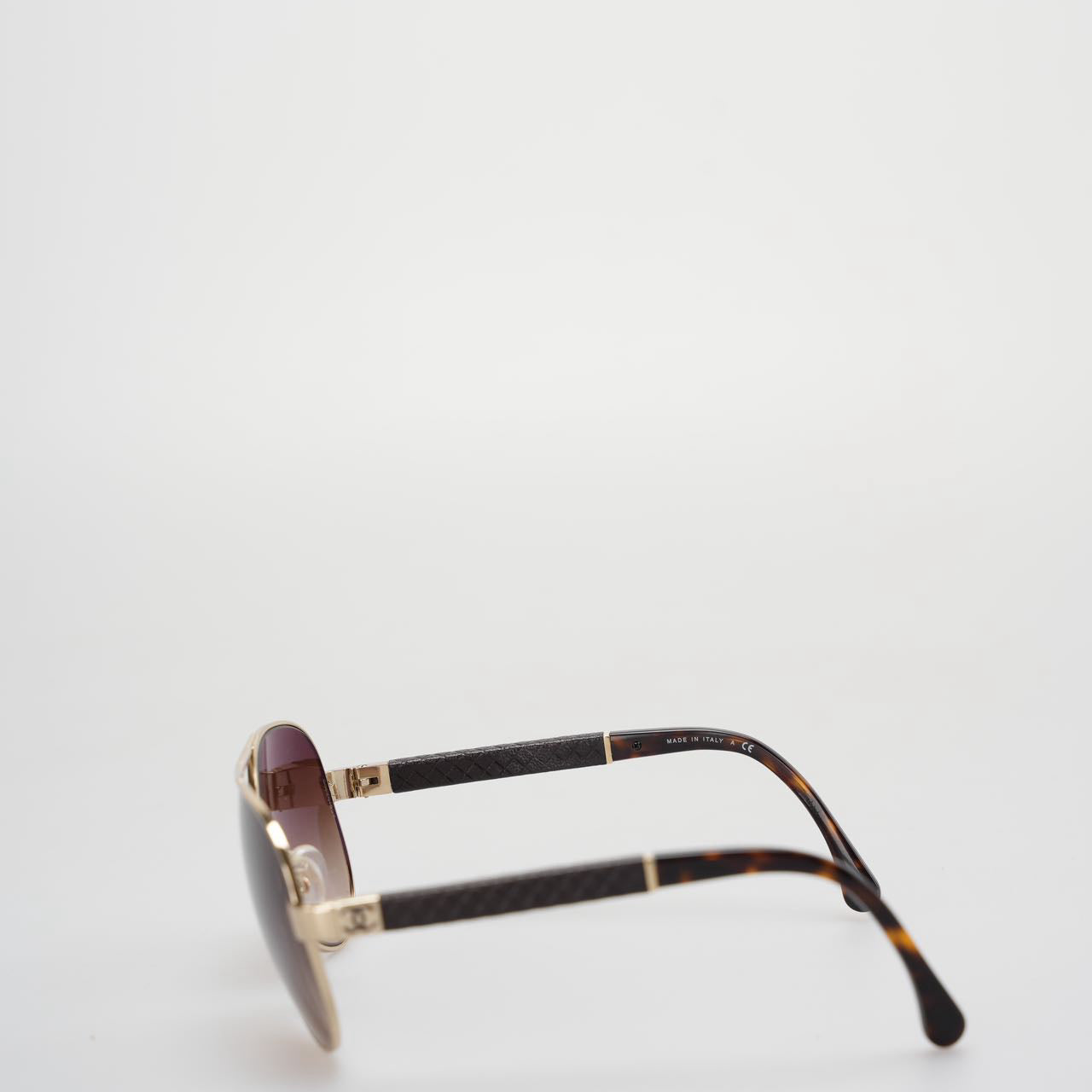 Used Chanel CC Aviator Sunglasses 4195-Q in Brown and Gold MILOURA