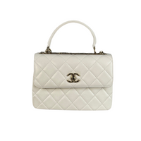 Chanel Trendy CC Bag in Lambskin Small White Diamond Quilted with Champagne Gold Hardware