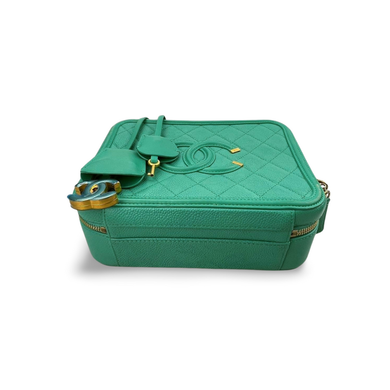 Chanel Mint Green Medium CC Vanity Case Bag in Caviar Leather with Brushed Gold Hardware Chanel Bag MILOURA