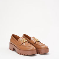 Chanel Brown CC Logo Loafer Leather Size 38.5