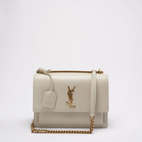 Saint Laurent White Calfskin Medium Monogram Sunset 2021
