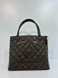 Rare Chanel Vintage Medallion Tote Caviar Dark Brown 1999