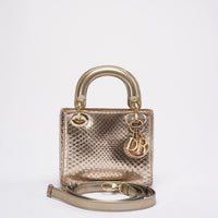 preloved dior lady dior mini golden bag