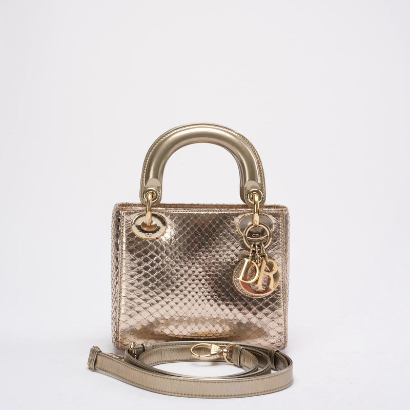 preloved dior lady dior mini golden bag