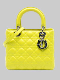 Dior Lady Dior Medium Lambskin Yellow 2013