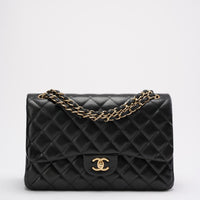 Chanel Black Classic Jumbo Double Flap Bag Lambskin 2011