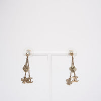 Chanel Gold / White Camellia Earrings