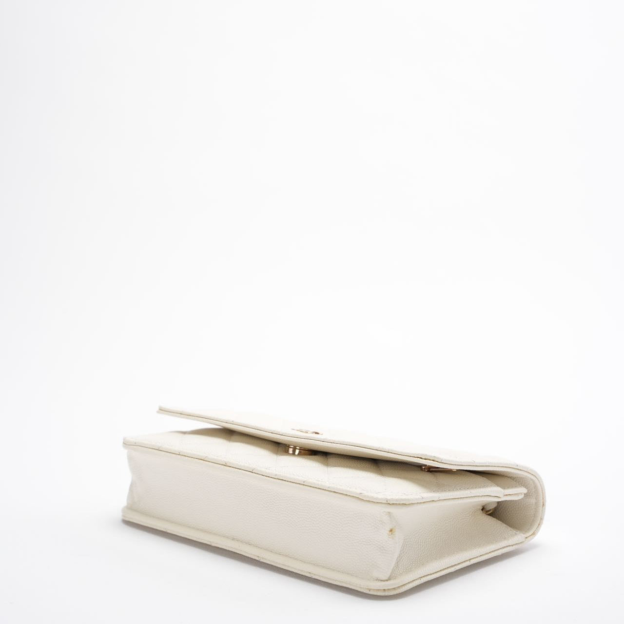 Second Hand Chanel Wallet on Chain(woc) White Caviar Leather