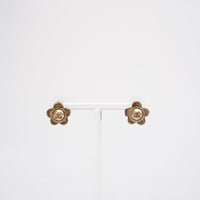 Chanel Pearl CC Flower Earrings Gold