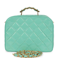 Chanel Vintage Vanity Case Bag Turquoise Patent
