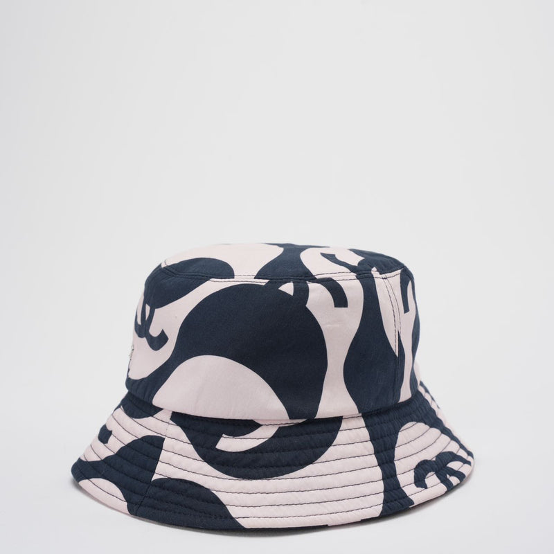 Chanel CC Bucket Hat in Navy and Ivory Cotton – Size SSide