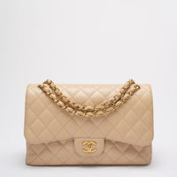 Chanel Classic Jumbo Double Flap Bag Beige Caviar