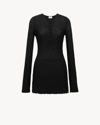 Saint Laurent Mini Dress Crochet Knit Black M