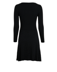 Hermes Dunkel Silk Long Sleeved Ribbed Knit Dress Black 36