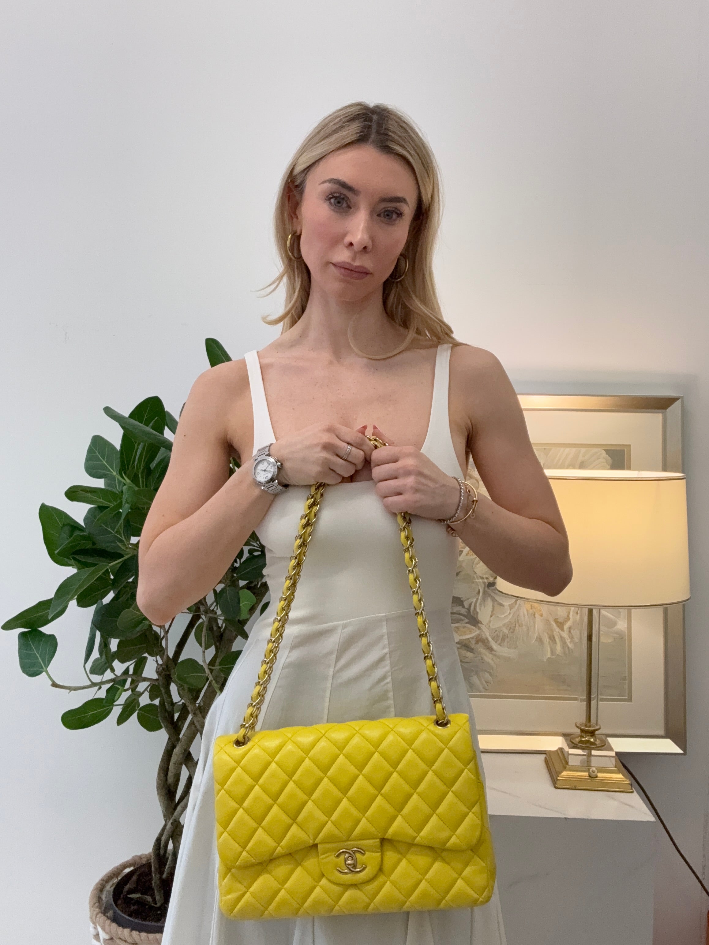 Chanel Yellow Lambskin Jumbo Double Flap 2011 – Preloved – MILOURA