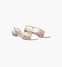 Chanel Pink and White Tweed Ballet Flats 39.5