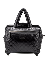 Chanel Coco Cocoon Trolley Rolling Case Nylon Black 2017