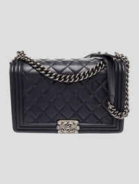 Chanel Large Le Boy Flap Lamb Navy Blue