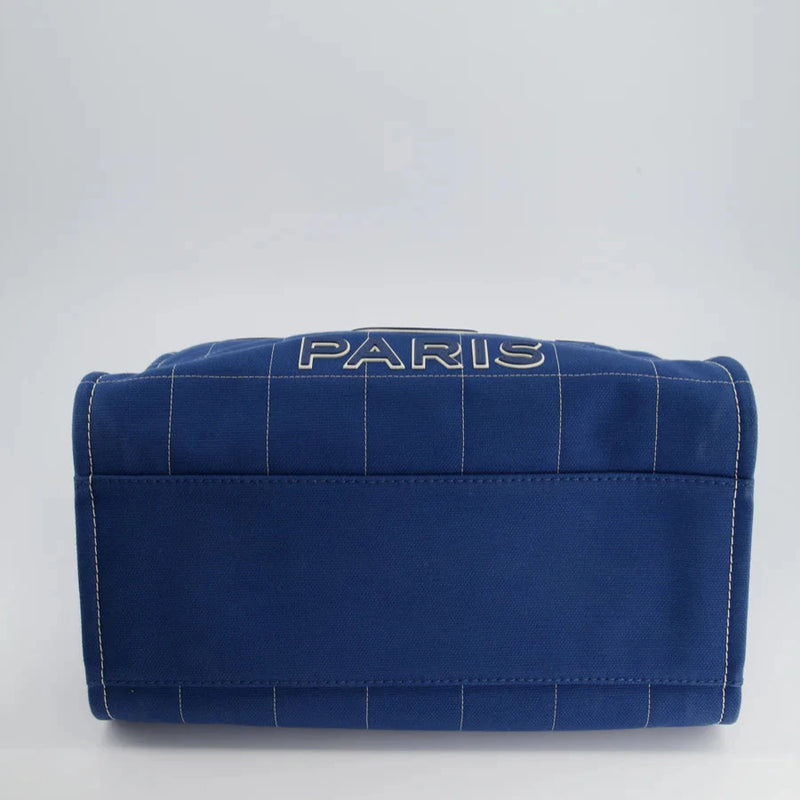 Chanel Deauville Tote Bag in Blue Canvas from the 2023 Cruise Collection Buttom