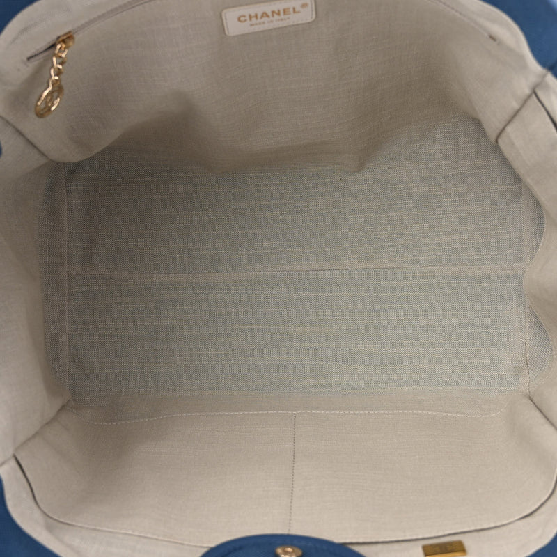 Chanel Deauville Tote Bag in Blue Canvas from the 2023 Cruise Collection Inside