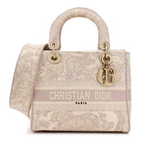Dior Canvas Toile De Jouy Reverse Embroidered Medium Lady D-Lite Rose 2021