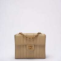 Chanel Vintage Beige Single Flap Bag Caviar Leather